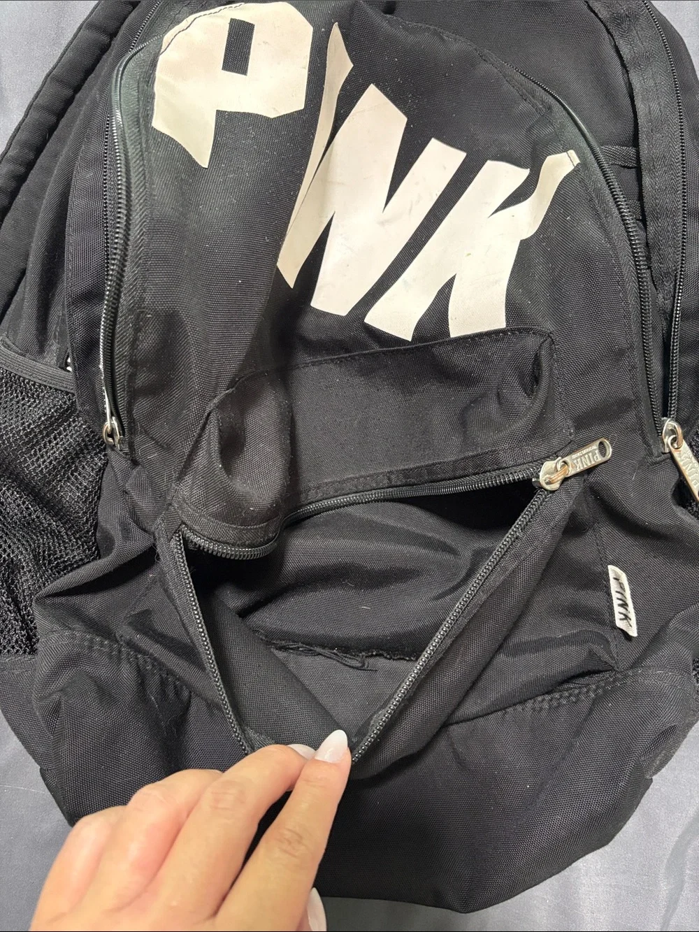 PINK Victoria's Secret Black Backpack with White Logo
